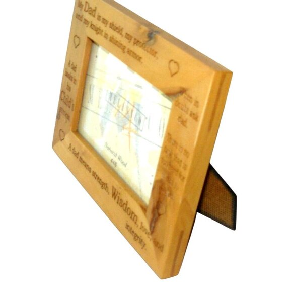 Natural Wood 4x6 Picture Frame With Dad-Inspired Engraved Quotes Father Vintage - Picture 2 of 4